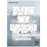 Utstillingsplakat 50 x 70 cm. «Hånd og maskin. Arkitektoniske tegninger». Blå